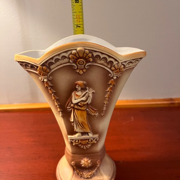 Antique Shafer & Vater Jasperware Porcelain Vase-Woman with Harp-made in Germany - Picture 5 of 10